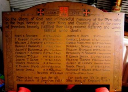Newhampton Road (Cranmer) Wesleyan Church Memorial and Roll of Honour. Memorial plaque